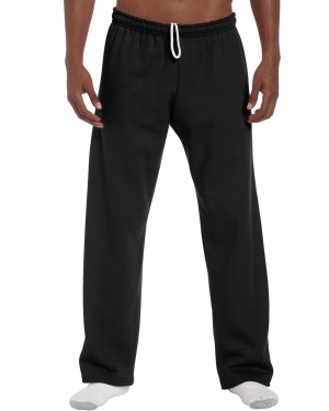 Black Men's Gildan 18400 Open Bottom Sweatpants | GBMD49285