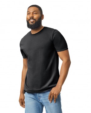 Black Men's Gildan 64000 T-Shirts | WFKV97814