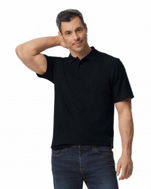 Black Men's Gildan 64800 Pique Polo | ERLG13290