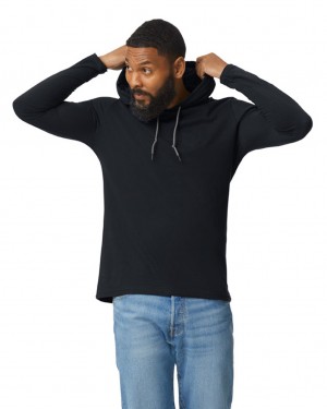 Black Men's Gildan 987 Long Sleeve Hoodie | JIZL98736