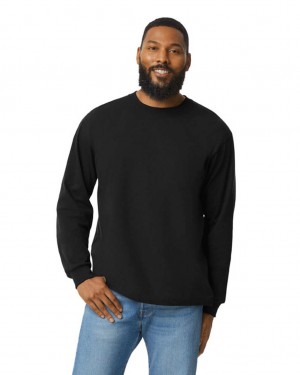 Black Men's Gildan H400 Long Sleeve T-Shirts | QMDS41908