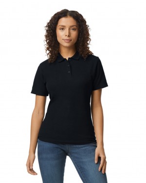 Black Women's Gildan 64800L Pique Polo | ZKQD40569