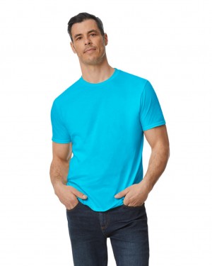 Caribbean Blue Men's Gildan 980 T-Shirts | HOXR94672