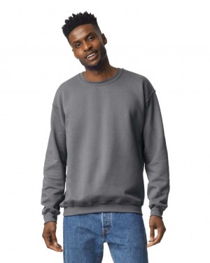 Charcoal Men's Gildan 18000 Crewneck Sweatshirt | UGOS85293