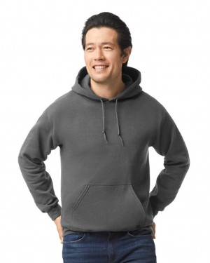 Charcoal Men's Gildan 18500 Hoodie Sweatshirt | ENIB47958