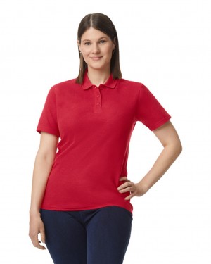 Cherry Red Women's Gildan 64800L Pique Polo | ICVW43726