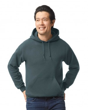 Dark Heather Men's Gildan 18500 Hoodie Sweatshirt | HMKJ65801