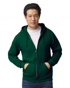 Forest Green Men's Gildan 18600 Full Zip Hoodie | IRNZ35907