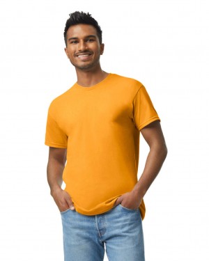 Gold Men's Gildan 5000 T-Shirts | VZFN92053