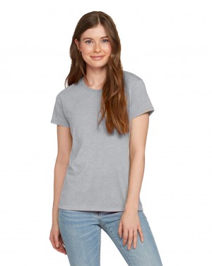 Heather Grey Women's Gildan 880 T-Shirts | YRWX89051