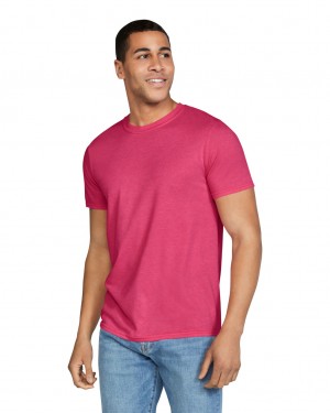 Heather Red Men's Gildan 64000 T-Shirts | YDGW62319