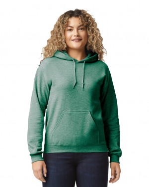 Heather Sport Dark Green Women's Gildan 18500 Hoodie | FTOA49501