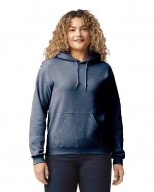 Heather Sport Dark Navy Women's Gildan 18500 Hoodie Sweatshirt | PSTL12680