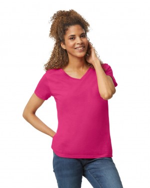 Heliconia Women's Gildan 5V00L V-Neck T-Shirts | SUZL29346