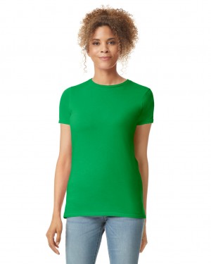 Irish Green Women's Gildan 64000L T-Shirts | DIQW61390