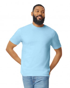 Light Blue Men's Gildan 64000 T-Shirts | RATJ98210