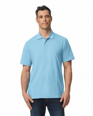 Light Blue Men's Gildan 64800 Pique Polo | ERLO24590