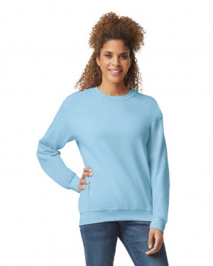 Light Blue Women's Gildan 18000 Crewneck Sweatshirt | ZQRE39584