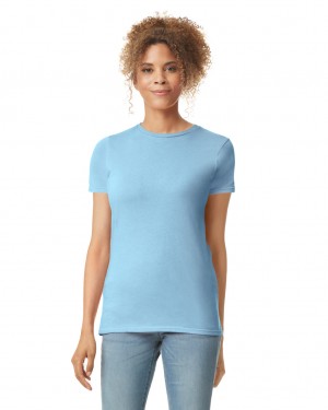 Light Blue Women's Gildan 64000L T-Shirts | VJDA14573