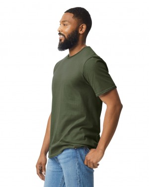 Military Green Men's Gildan 64000 T-Shirts | HJRX71054