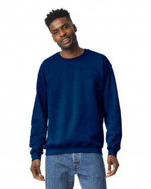 Navy Men's Gildan 18000 Crewneck Sweatshirt | YZPD82734