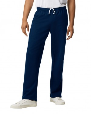 Navy Men's Gildan 18400 Open Bottom Sweatpants | UWOY98760