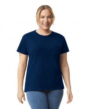 Navy Women's Gildan 2000L T-Shirts | DOEV78903