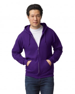 Purple Men's Gildan 18600 Full Zip Hoodie | RXLB18347