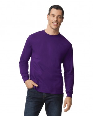 Purple Men's Gildan 5400 Long Sleeve T-Shirts | TZOC62950