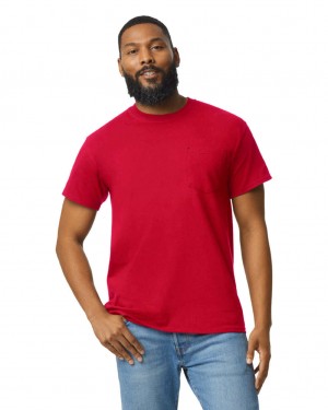 Red Men's Gildan 2300 with Pocket T-Shirts | VMTK05693