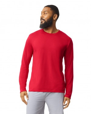 Red Men's Gildan 42400 Long Sleeve T-Shirts | GSRA02471