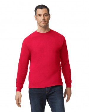 Red Men's Gildan 5400 Long Sleeve T-Shirts | GKZW97856