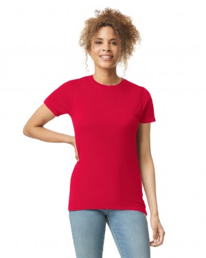 Red Women's Gildan 64000L T-Shirts | XJVB41632