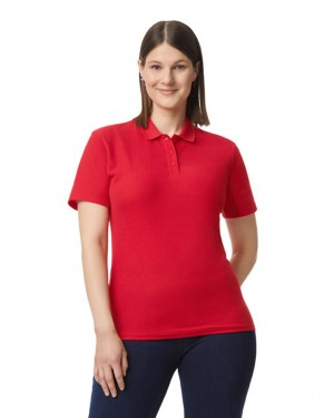 Red Women's Gildan 64800L Pique Polo | LQGU32049