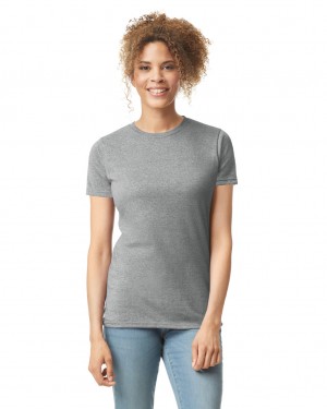 Ring Spun Sport Grey Women's Gildan 64000L T-Shirts | QFLK63458