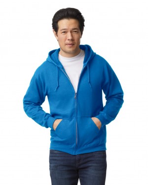 Royal Men's Gildan 18600 Full Zip Hoodie Sweatshirt | JEZV64012