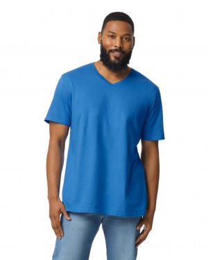 Royal Men's Gildan 64V00 V-Neck T-Shirts | BYML07348