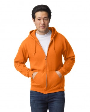 S Orange Men's Gildan 18600 Full Zip Hoodie Sweatshirt | VYLB72904