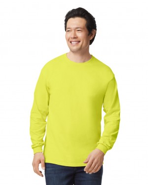 Safety Green Men's Gildan 2400 Long Sleeve T-Shirts | PHLI09457