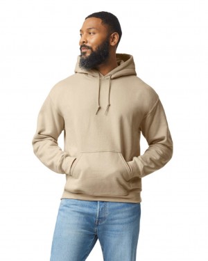 Sand Men's Gildan 18500 Hoodie Sweatshirt | TMIJ30172