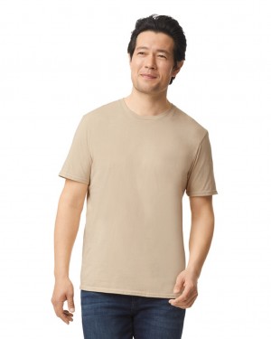 Sand Men's Gildan 64000 T-Shirts | TFSD17625