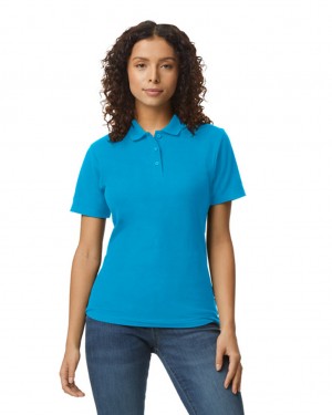 Sapphire Women's Gildan 64800L Pique Polo | ZQPR49836