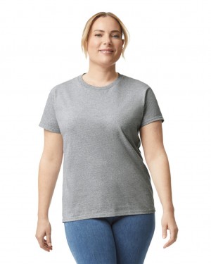 Sport Grey Women's Gildan 2000L T-Shirts | OXKU52160