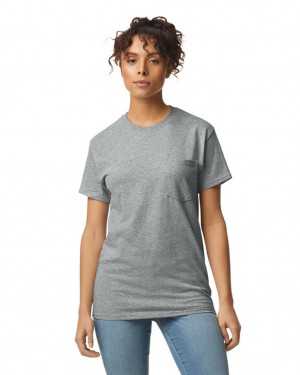 Sport Grey Women's Gildan 2300 with Pocket T-Shirts | JOVN59436