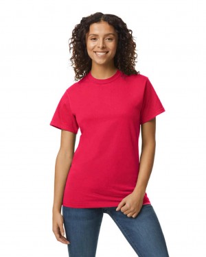 Sport Scarlet Red Women's Gildan H000 T-Shirts | SKMR82540