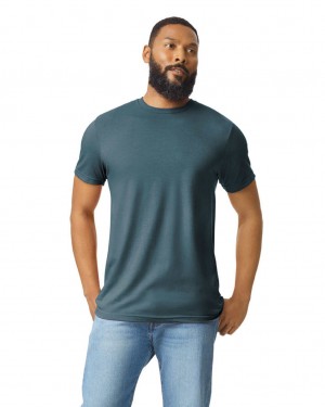 Steel Blue Men's Gildan 67000 CVC T-Shirts | UFSZ23651