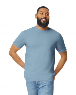 Stone Blue Men's Gildan 64000 T-Shirts | TMUY64302