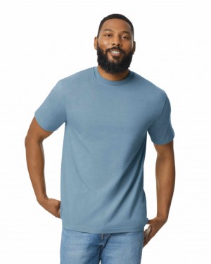 Stone Blue Men's Gildan 65000 Midweight T-Shirts | OHIT18507