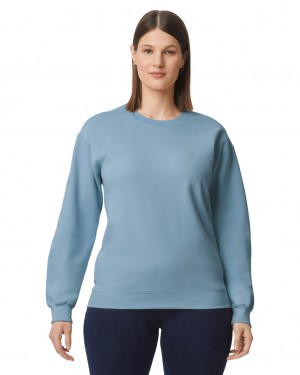 Stone Blue Women's Gildan SF000 Midweight Fleece Crewneck Sweatshirt | QJPW85612