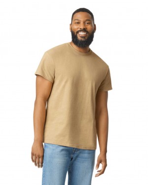 Tan Men's Gildan 2000 T-Shirts | PNZW62350